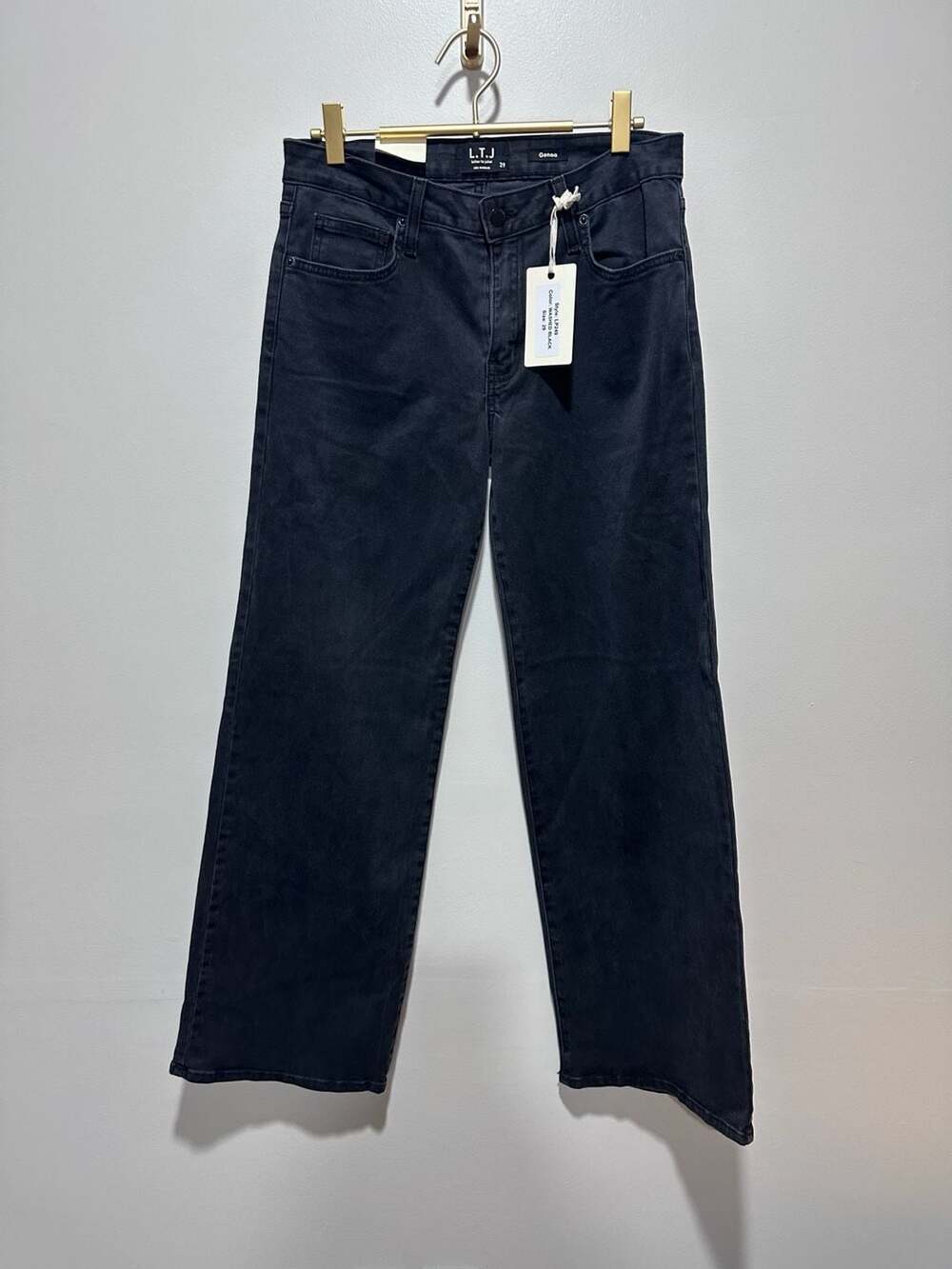 NWT L.T.J Letter to Juliet Genoa Washed Black Straight Leg Jeans, Sz 29